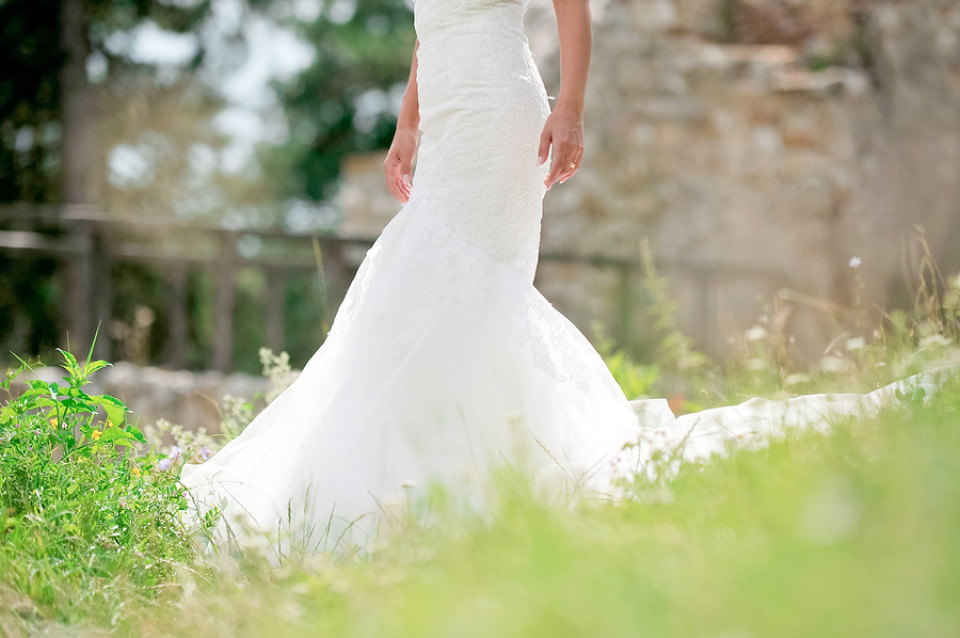 Meerjungfrauen-Brautkleid mit Schleppe
